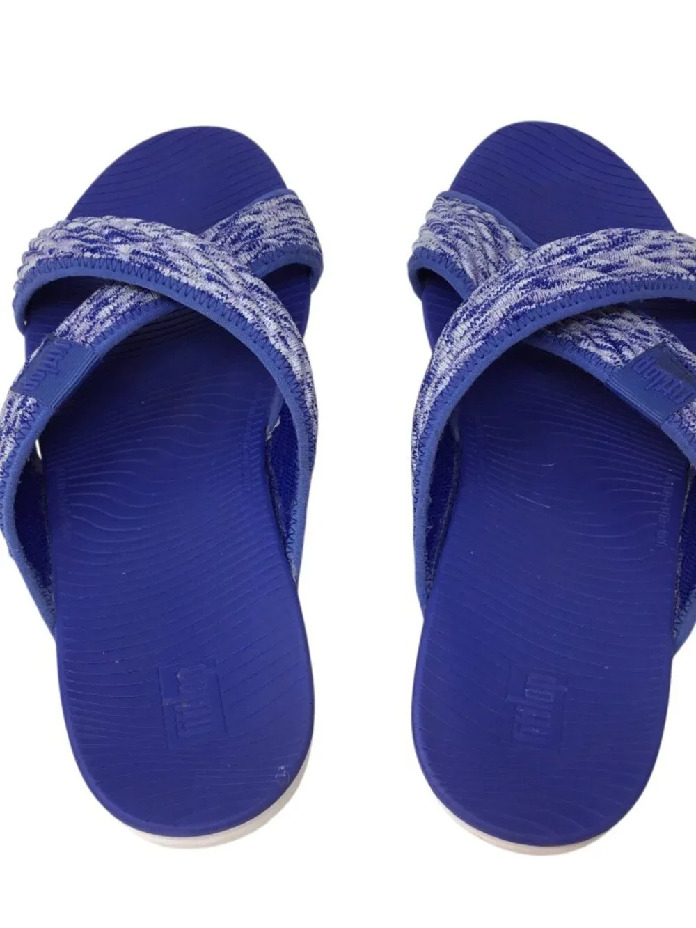FitFlop Artknit Criss Cross Sandals Slides Comfort Lightweight Blue 085-671